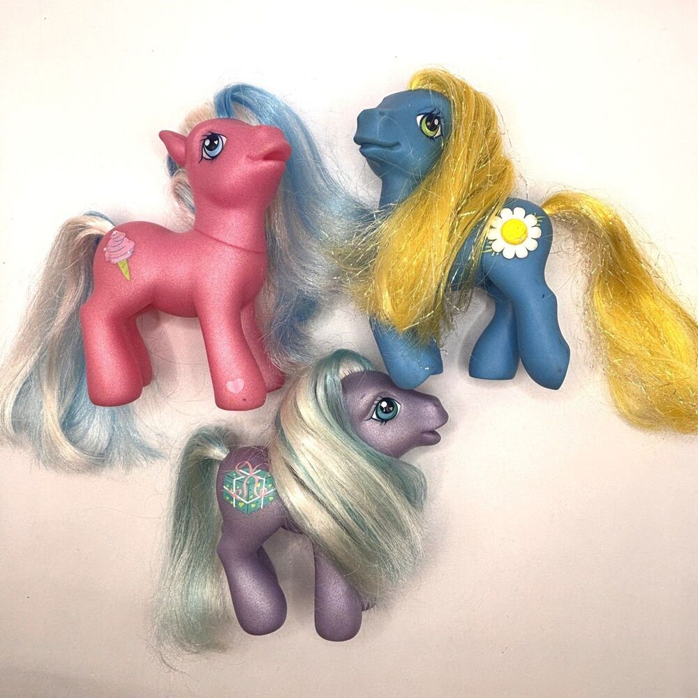 Lot 3 My Little Ponies 2003 Hasbro G3: Razzaroo Birthday, Cotton Candy, Paradise
